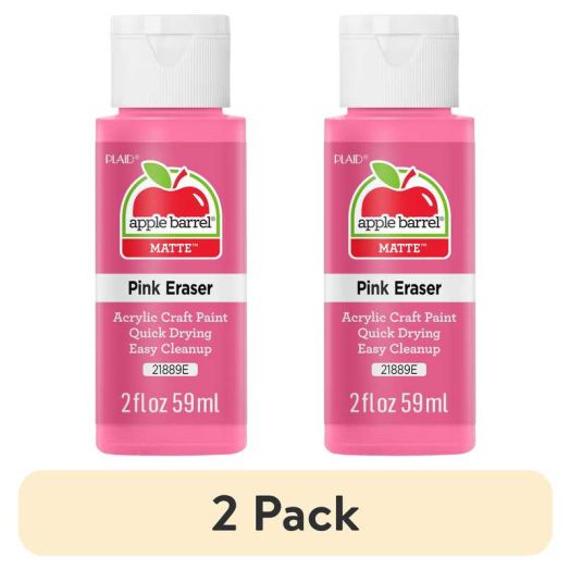 (2 pack) Apple Barrel Acrylic Craft Paint, Matte Finish, Pink Eraser, 2 fl oz