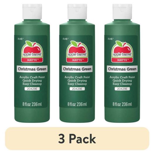 (3 pack) Apple Barrel Acrylic Craft Paint, Matte Finish, Christmas Green, 8 fl oz