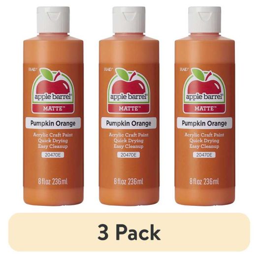 (3 pack) Apple Barrel Acrylic Craft Paint, Matte Finish, Pumpkin Orange, 8 fl oz
