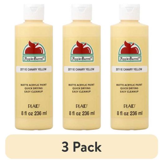 (3 pack) Apple Barrel Acrylic Craft Paint, Matte Finish, Canary Yellow, 8 fl oz
