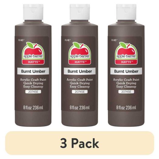 (3 pack) Apple Barrel Acrylic Craft Paint, Matte Finish, Burnt Umber, 8 fl oz