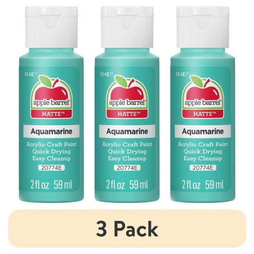 (3 pack) Apple Barrel Acrylic Craft Paint, Matte Finish, Aquamarine, 2 fl oz