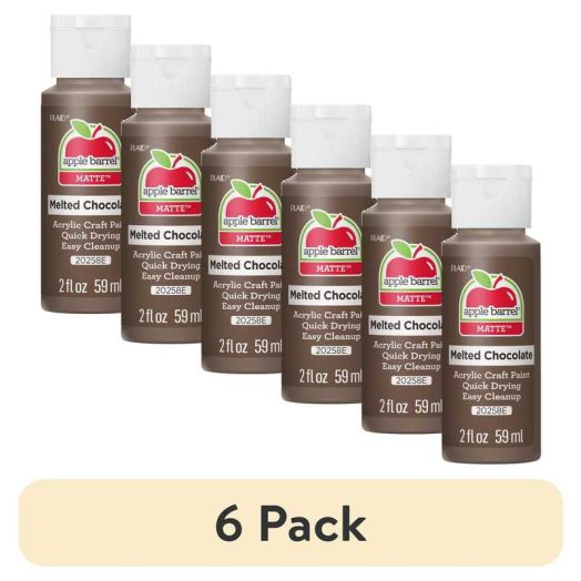(6 pack) Apple Barrel Acrylic Craft Paint, Matte Finish, Melted Chocolate, 2 fl oz