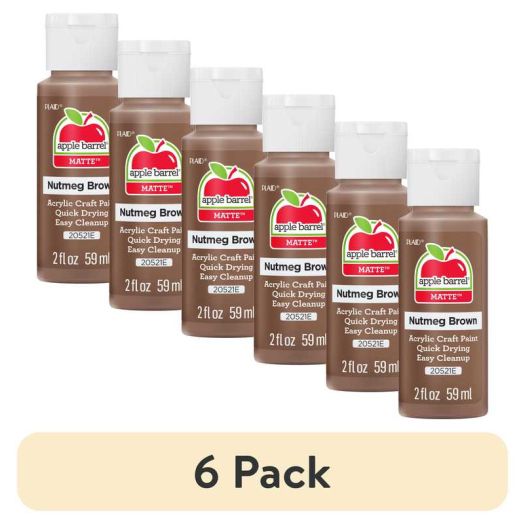 (6 pack) Apple Barrel Acrylic Craft Paint, Matte Finish, Nutmeg Brown, 2 fl oz