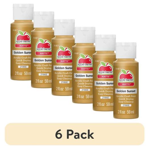 (6 pack) Apple Barrel Acrylic Craft Paint, Matte Finish, Golden Sunset, 2 fl oz