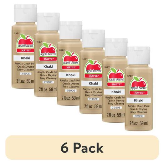 (6 pack) Apple Barrel Acrylic Craft Paint, Matte Finish, Khaki, 2 fl oz