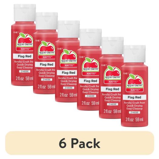 (6 pack) Apple Barrel Acrylic Craft Paint, Matte Finish, Flag Red, 2 fl oz