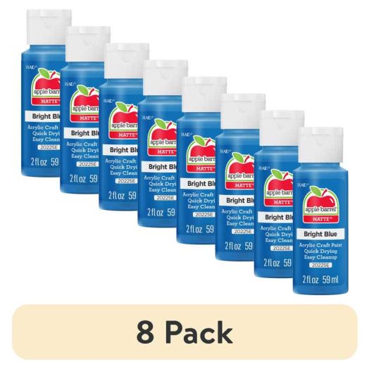 (8 pack) Apple Barrel Acrylic Craft Paint, Matte Finish, Bright Blue, 2 fl oz