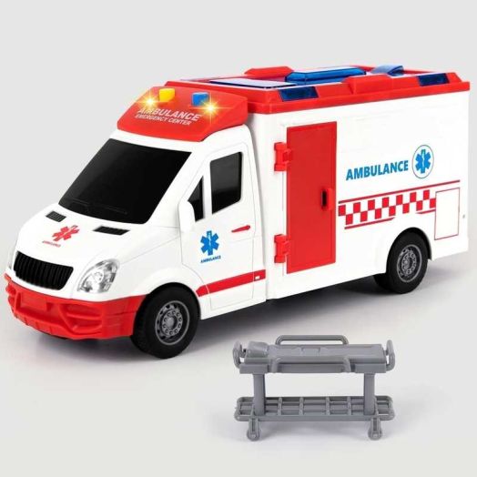ArtCreativity Ambulance Toy Truck Lights & Siren Friction-Powered 1/16 Scale