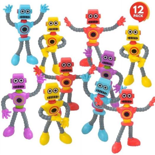 ArtCreativity Bendable Robot Figures Toy Set of 12 - Character Group Robots for Kids Ages 3+ Birthday Party Favors for Boys and Girls