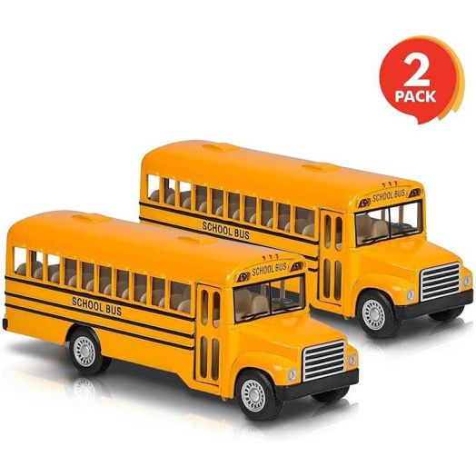 ArtCreativity Diecast School Bus Toy Set of 2, 5 in. Play Vehicles for Toddlers, Boys and Girls, School Bus Toys
