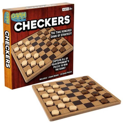 ArtCreativity Gamie Checkers Classic Wood Brown Board Game Set with 24 Pieces
