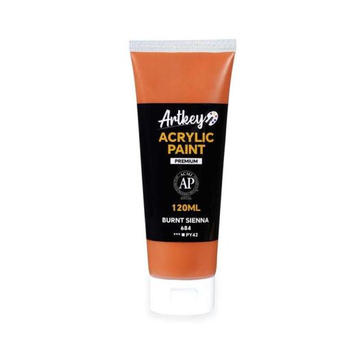 Artkey Acrylic Paint - Burnt Sienna (120 ml/4.06 oz) Tubes, Rich & Vibrant Pigments, Professional Art Supplies for Canvas Wood Rock Clay Fabric