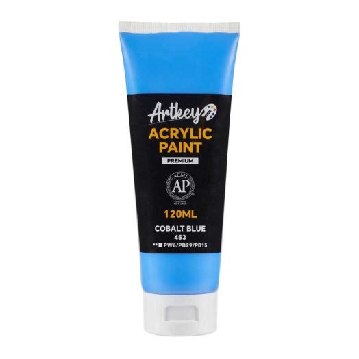 Artkey Acrylic Paint - Cobalt Blue (120 ml/4.06 oz) Tubes, Rich & Vibrant Pigments, Professional Artists Acrylic Paints - Art Supplies for Canvas Wood Rock Clay Fabric Ceramics Art Crafts Painting