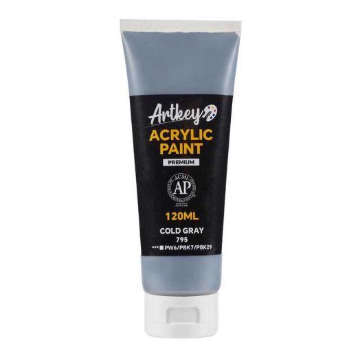 Artkey Acrylic Paint - Cold Gray (120 ml/4.06 oz) Tubes, Rich & Vibrant Pigments, Professional Artists Acrylic Paints - Art Supplies for Canvas Wood Rock Clay Fabric Ceramics Art Crafts Painting
