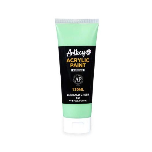 Artkey Acrylic Paint - Emerald Green (120 ml/4.06 oz) Tubes, Rich & Vibrant Pigments, Professional Art Supplies for Canvas Wood Rock Clay Fabric