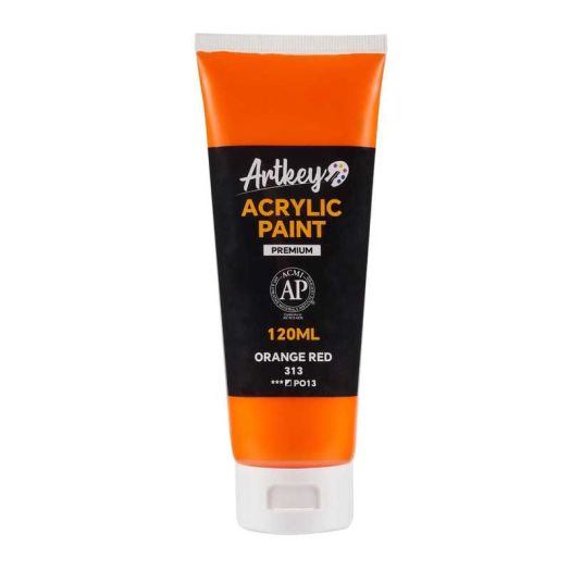 Artkey Acrylic Paint - Orange Red (120 ml/4.06 oz) Tubes, Rich & Vibrant Pigments, Professional Artists Acrylic Paints - Art Supplies for Canvas Wood Rock Clay Fabric Ceramics Art Crafts Painting