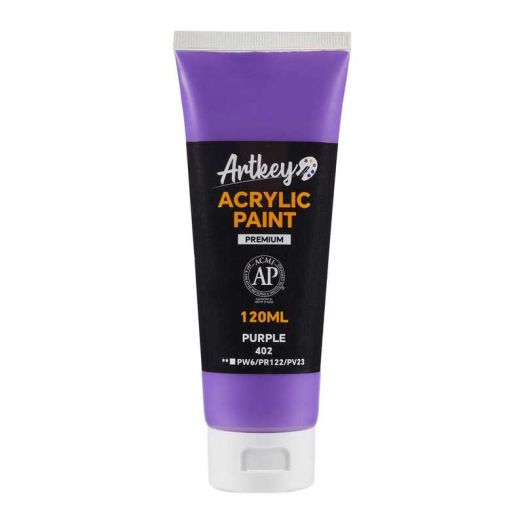Artkey Acrylic Paint - Purple (120 ml/4.06 oz) Tubes, Rich & Vibrant Pigments, Professional Artists Acrylic Paints - Art Supplies for Canvas Wood Rock Clay Fabric Ceramics Art Crafts Painting