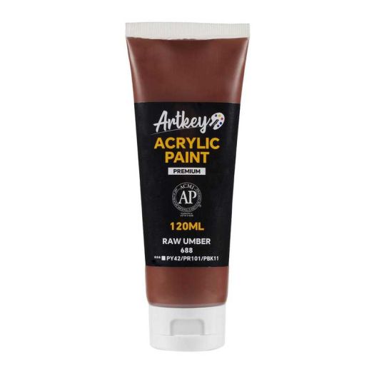 Artkey Acrylic Paint - Raw Umber (120 ml/4.06 oz) Tubes, Rich & Vibrant Pigments, Professional Artists Acrylic Paints - Art Supplies for Canvas Wood Rock Clay Fabric Ceramics Art Crafts Painting
