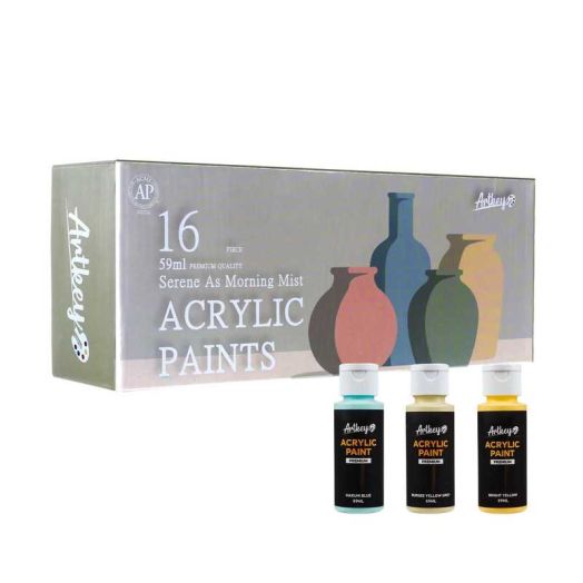 Artkey Acrylic Paint Set, 16 Colors 2 oz/59 ml Acrylic Paint Kit for Professional Artists & Beginners - Morandi Inspired