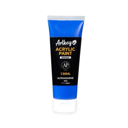 Artkey Acrylic Paint - Ultramarine (120 ml/4.06 oz) Tubes, Rich & Vibrant Pigments, Professional Art Supplies for Canvas Wood Rock Clay Fabric