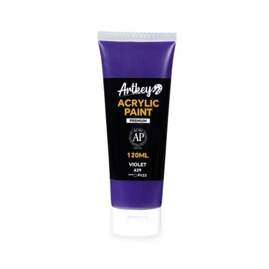 Artkey Acrylic Paint - Violet (120 ml/4.06 oz) Tubes, Rich & Vibrant Pigments, Professional Art Supplies for Canvas Wood Rock Clay Fabric