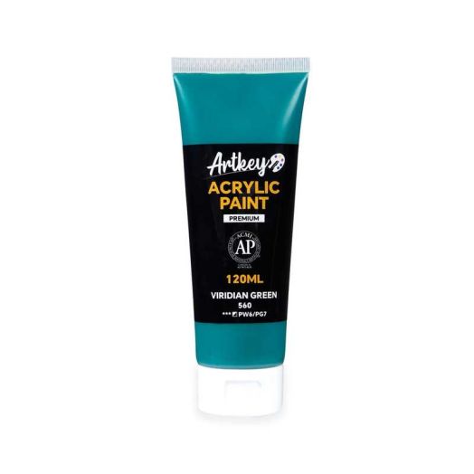 Artkey Acrylic Paint - Viridian Green (120 ml/4.06 oz) Tubes, Rich & Vibrant Pigments, Professional Art Supplies for Canvas Wood Rock Clay Fabric