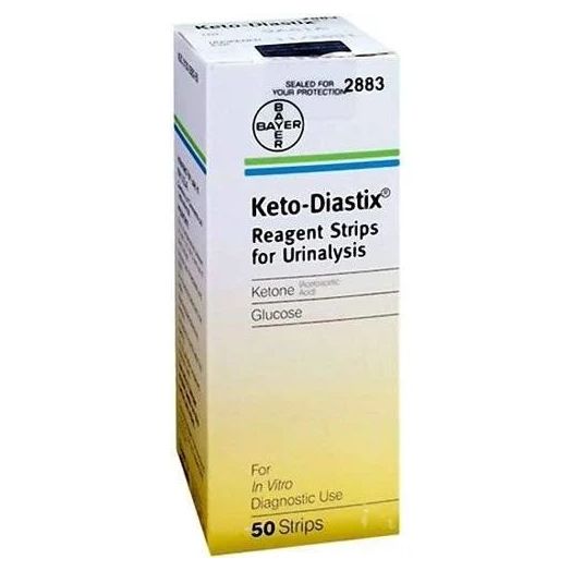 Ascensia Keto-Diastix Reagent Strips for Urinalysis, Box of 50