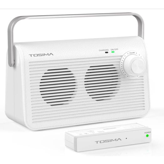 Wireless TV Speakers for Hard of Hearing Impaired, Senior Hearing Assistance Speaker for TV, TOSIMA Soundbox for Hard of Hearing and Elderly (TV Need 3.5mm Jack or Audio Out Plug) White