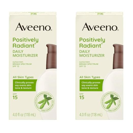 Aveeno Positively Radiant Skin Daily Moisturizer SPF 15, 4 Ounce (Pack of 2)