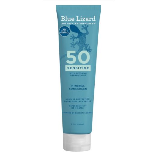Blue Lizard Sensitive Mineral Sunscreen - No Chemical Actives - SPF 50+ UVA/UVB Protection, 5 Ounce Bottle