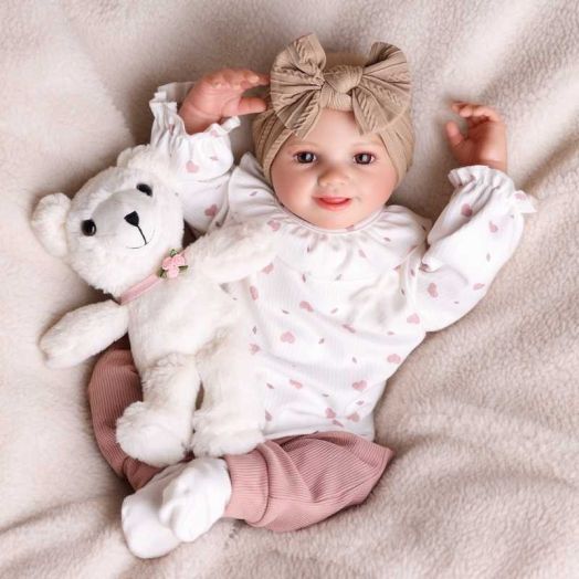 BABESIDE 17 Inch Soft Cloth Body Reborn Baby Doll Brown Eyes Girl Baby Dolls Real Life Baby Dolls with Toy Accessories Gift for Collection & Kids Age 3+