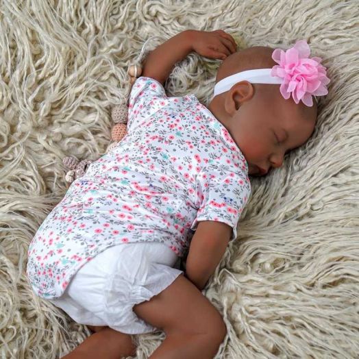 BABESIDE Lifelike Reborn Baby Dolls Black Girl, 20 Inch African American Baby Dolls Sleeping That Look Real with Soft Cloth Body