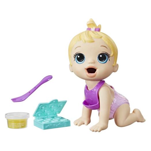 Baby Alive Lil Snacks Doll, Eats and "Poops," 8-inch Baby Doll Toy, Kids Ages 3+, Blonde Hair