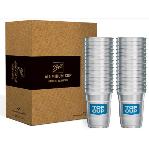 Ball Aluminum Cup Recyclable Party Cups, 16 oz. Cup, 30 Cups Per Pack