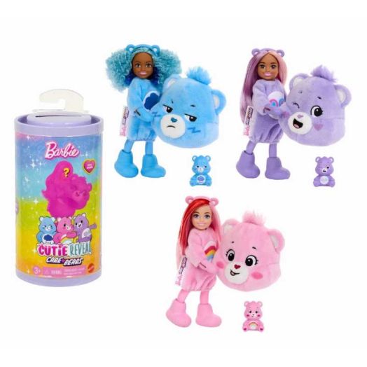 (2 pack) Barbie Cutie Reveal Care Bears Series Chelsea Small Doll & Accessories, 6 Surprises (Styles May Vary)