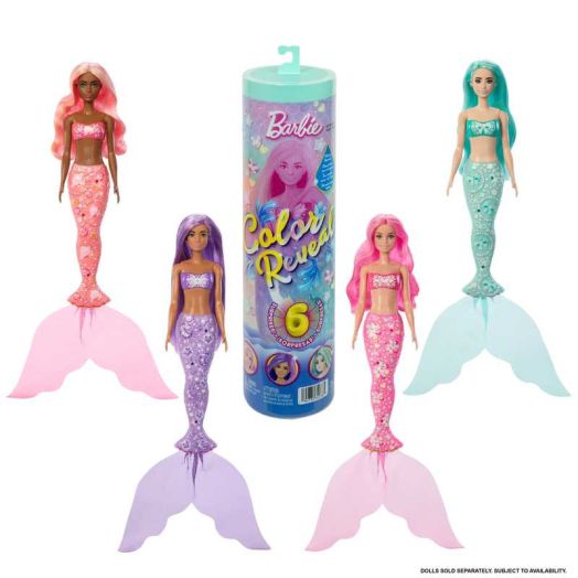 Barbie Color Reveal Mermaid Series Doll & Accessories with 6 Surprises (Styles May Vary)