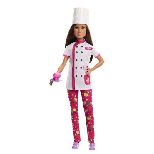 Barbie Doll & Accessories, Career Pastry Chef Doll with Uniform and Chef's Hat, and Cake Slice