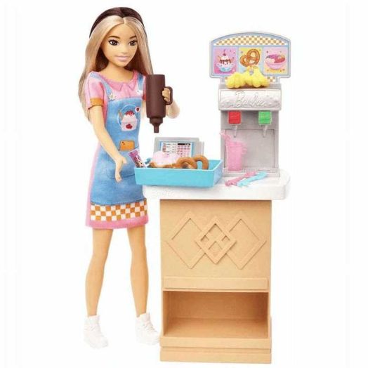 Barbie Skipper First Jobs Snack Stand Playset, Color-Change Sundae, 8 Accessories, Doll Playset