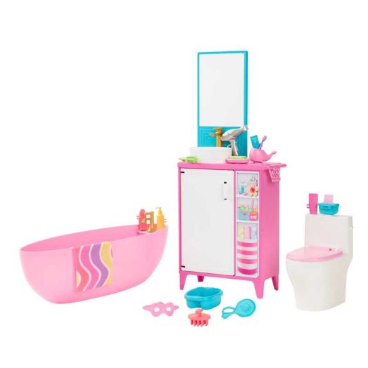 Barbie World Bathtime Toy Playset with 19 Dollhouse Accessories [ Exclusive]