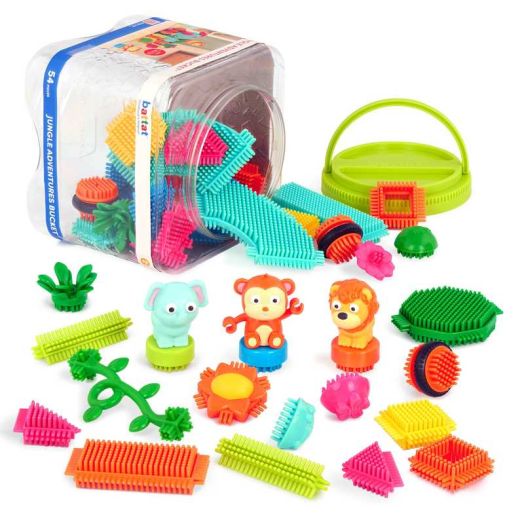Battat Bristle Blocks Jungle Adventures 54 Plastic Sensory Blocks, Toddler and Preschool Toys