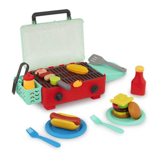 Battat Cook 'n' Go BBQ Set with Plastic Play Food and Toy Utensils, Toddler and Preschool Toys