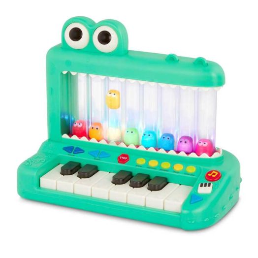 Battat Croco Pop Piano Toy Keyboard with Songs Sounds Lights, Baby and Toddler Toys | Battat