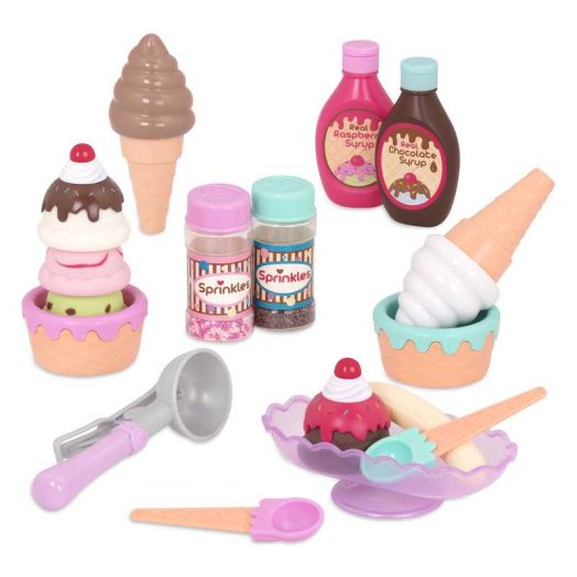 Battat Sweet Treats Ice Cream Parlour Plastic Playset with 21 Multicolor Pieces, Toddler and Preschool Toys