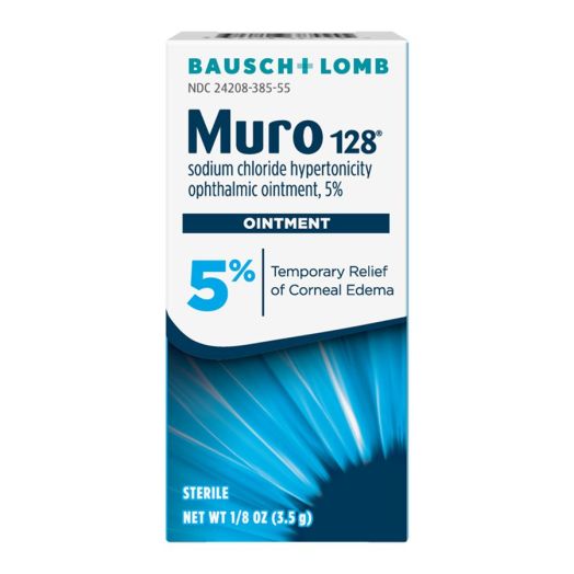 Bausch & Lomb Muro 128 Sodium Chloride Ophthalmic Ointment 5%, Two 1/8 oz Tubes
