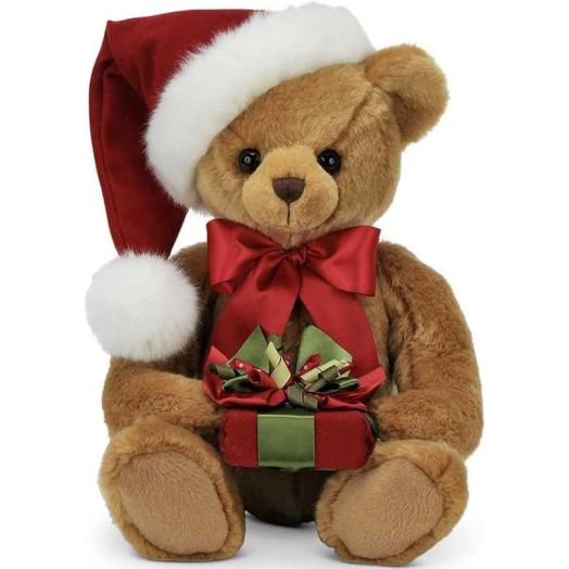 Bearington Holden Presents Christmas Bear, 15 Inch Santa Teddy Bear
