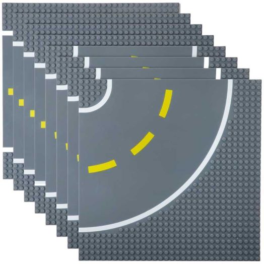 Best Blocks Stackable Road Plates Set - 4 Straight, 4 Curved, 8 Pack - 10 x 10 Inch Building Baseplates for Ages 3 and Up, Compatible with All Major Brands