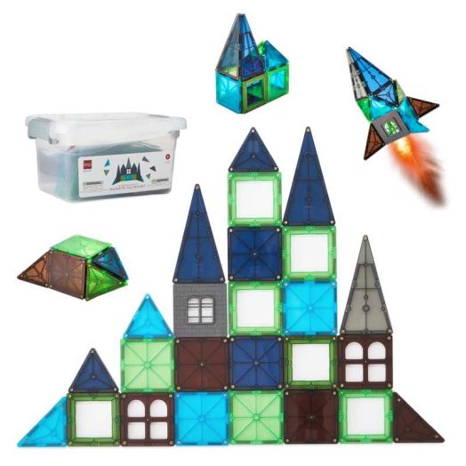 Best Choice Products 32-Piece Kids Magnetic Tiles Set, Educational Building STEM Toy w/ Case - Earth Tone