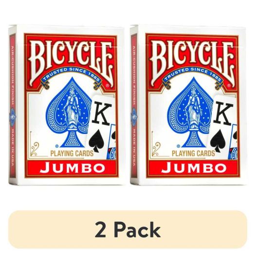 (2 pack) Bicycle Playing Cards, Jumbo Index, 1 Deck (Red or Blue - Color May Vary)