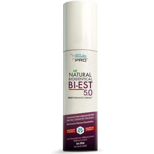BioLabs PRO Natural Bioidentical Bi-EST 5.0 Cream For Women, Two Month Supply (3 oz - Unscented)